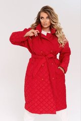 Пальто великих розмірів з капюшоном червоного кольору, 56