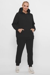 Флисовый женский спортивный костюм больших размеров черный, 60