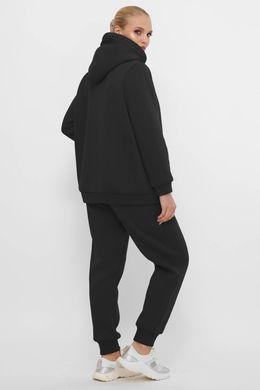 Флисовый женский спортивный костюм больших размеров черный, 60