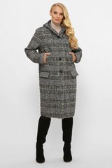 Вовняне пальто батального розміру з капюшоном, 54