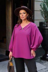 Святкова блуза великих розмірів без застібок бузкова, 56