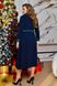 Батальна сукня на запах 54 розміру з широкою спідницею темно-синє, 54