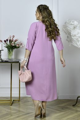Легкое летнее платье больших размеров ниже колена розовое, 54