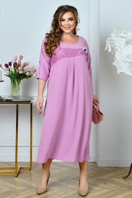Легка літня сукня великих розмірів нижче коліна рожева, 68