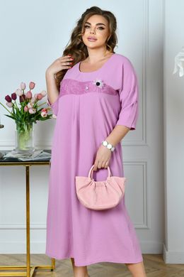 Легка літня сукня великих розмірів нижче коліна рожева, 62