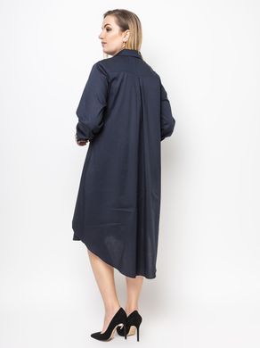 Темно-синее летнее платье рубашечного покроя, 48-50