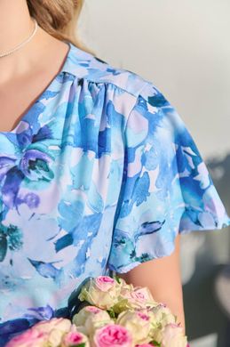 Сукня сорочка для повних літня з софту блакитна, 50-52