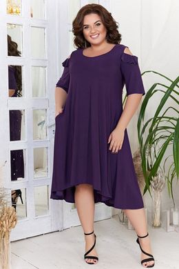 Платье а силуэта большого размера фиолетовое, 54