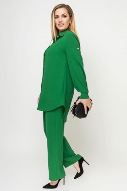 Брючный костюм батал двойка с рубашкой зеленый, 48