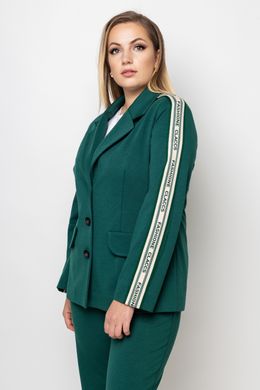 Зелений жіночий костюм батал зі штанами та піджаком, 48