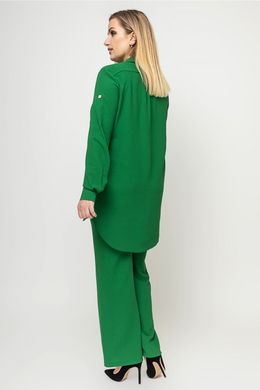 Брючный костюм батал двойка с рубашкой зеленый, 48