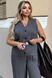 Жіночий костюм батал льон жатка жилет та штани палаццо графіт, 50-52