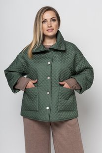 Стеганная куртка для полных женщин зеленая не длинная, 50