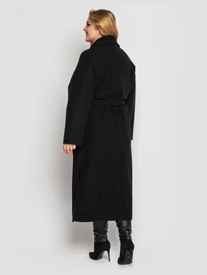 Черное женское длинное пальто батал кашемировое, 48-50