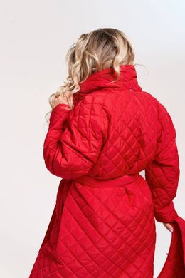 Пальто больших размеров с капюшоном красного цвета, 56