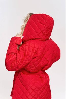 Пальто великих розмірів з капюшоном червоного кольору, 56