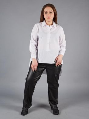 Рубашка женская белая большая удлиненная спинка из хлопка, 54