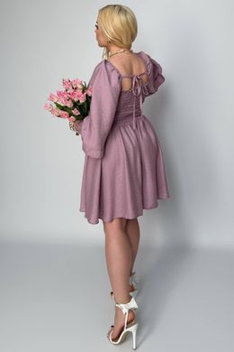 Жіноча сукня батал ошатна жатий льон рожева, 48-52
