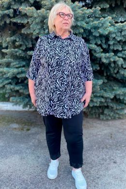 Легкая женская рубашка больших размеров черная, 52-54