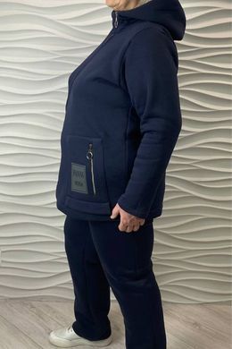 Зимовий флісовий костюм спортивний для повних жінок синій, 52-54