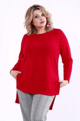 Джемпер великих розмірів для жінок з подовженою спинкою червоний, 58