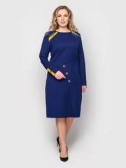 Синє плаття для офісу до коліна з довгим рукавом, 48