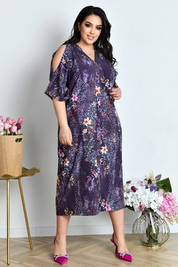 Прямое свободное платье больших размеров фиолетовое, 54