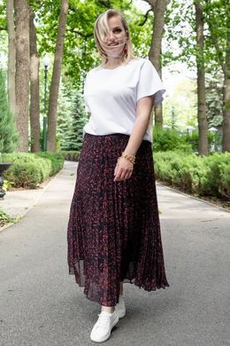 Шифонова жіноча спідниця батал 48-60 розмір пліссе чорна, 48