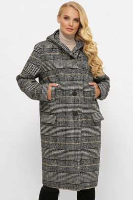 Вовняне пальто батального розміру з капюшоном, 54