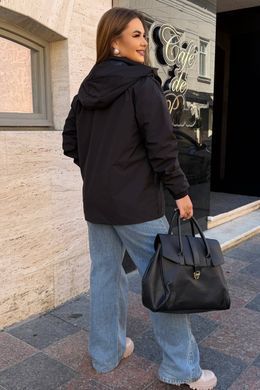 Легка жіноча куртка батал вітровка водостійка чорна, 48-50