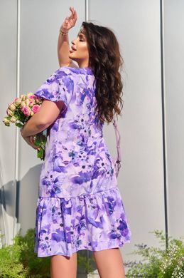 Платье батал на лето с карманами легкая ткань цветочный принт, 50-52