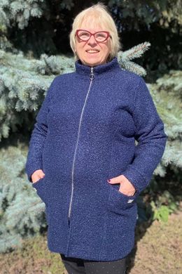 Синій жіночий кардиган великого розміру на блискавці з кишенями, 52-54