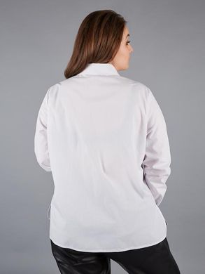 Белая рубашка для полных женщин классическая с длинным рукавом, 54