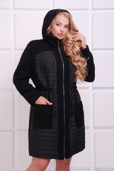 Комбинированное черное пальто батальных размеров, 54