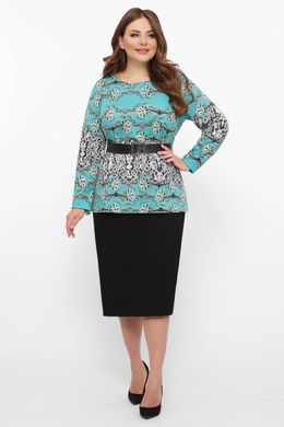 Блуза с длинным рукавом для полных женщин бирюзовая, 54