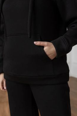 Черный теплый спортивный женский костюм на флисе большие размеры, 50