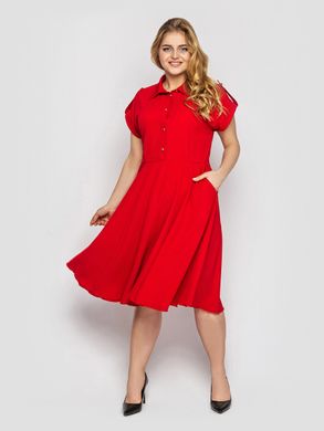 Літнє плаття червоне з розкльошеною спідницею, 48