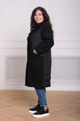 Комбинированное пальто батал демисезонное теплое черное, 54