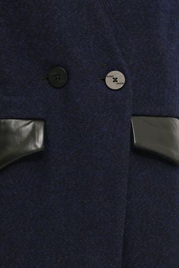Пальто демисезонное большие размеры прямое синего цвета, 54