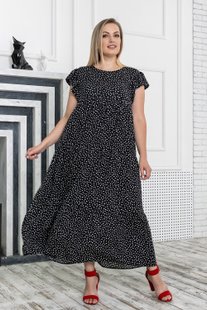 Черное платье штапель для полных свободного кроя миди, 50