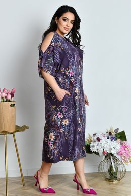 Прямое свободное платье больших размеров фиолетовое, 74