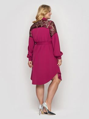 Батальне плаття-сорочка з довгим рукавом кольору фуксія, 52