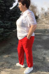 Вкорочені штани великих розмірів з бенгаліну червоні, 52-54