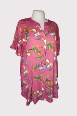 Легка сорочка супер батал рожева з квітами, 52-54