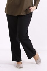 Льняные брюки для полных женщин черные с карманами, 58