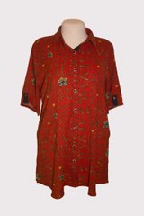 Летняя рубашка женская большие размеры красная, 52-54