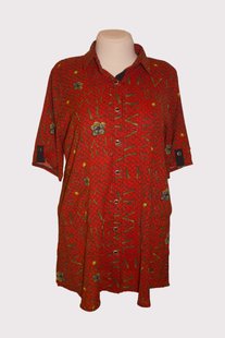 Літня сорочка жіноча великі розміри червона, 52-54