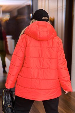 Красная зимняя куртка женская батал теплая с капюшоном, 60