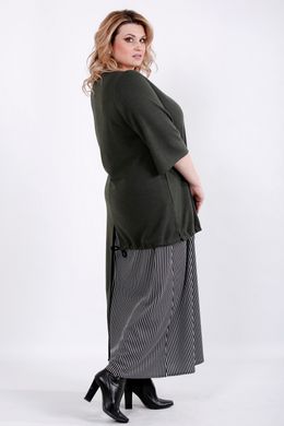 Платье-мешок батал цвета хаки из теплого трикотажа, 58
