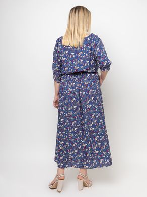 Платье цветочный принт миди с карманами деним, 52